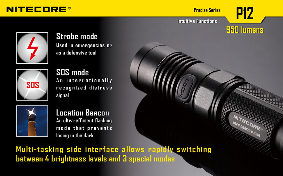 Nitcore P12 Cree XM-L2 LED Flashlight – w/D2 Digicharger & NL188 3100mAh 18650