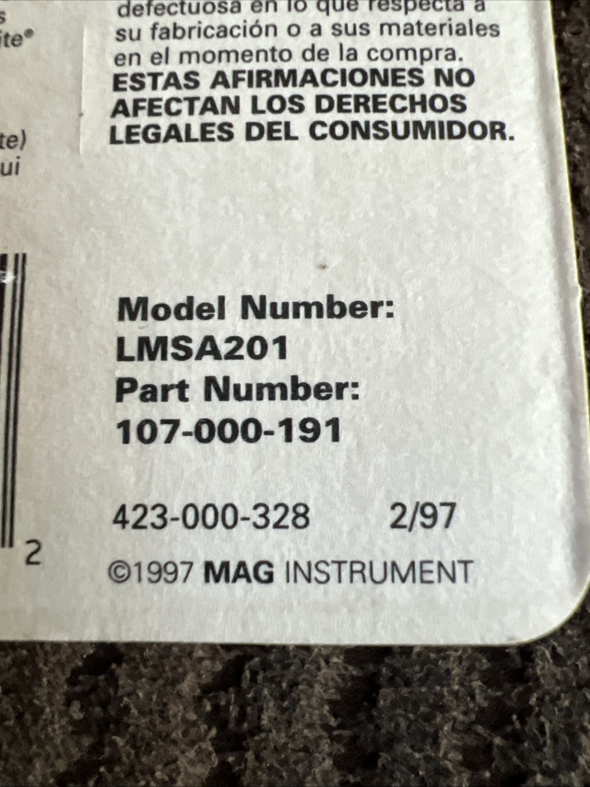 MAG INSTRUMENT INC Mag Replacement Lamp 2D Clear LMSA201