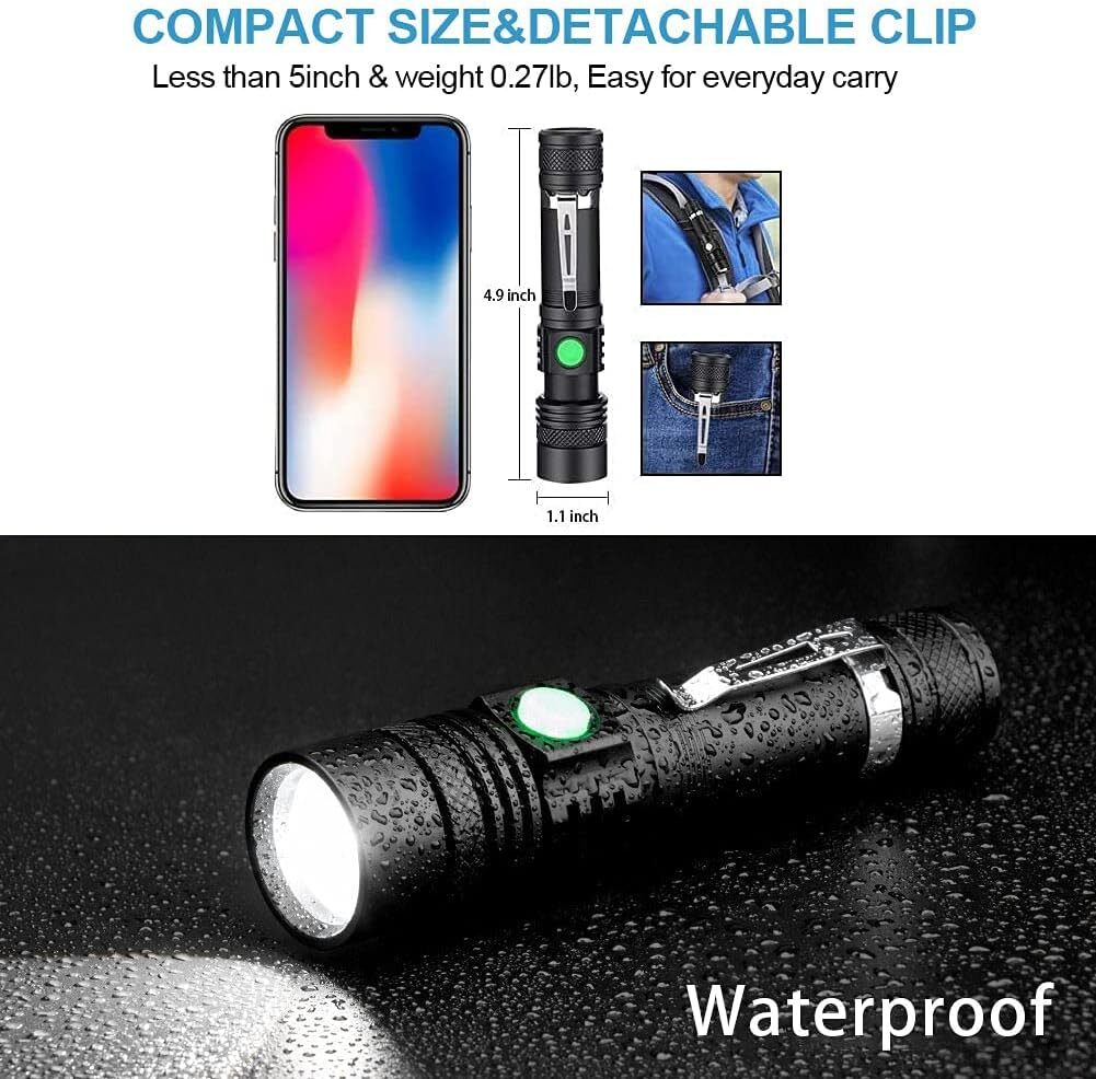 Linterna LED Lampara Recargable LED Super Luminosa Resistente Agua Con Bateria