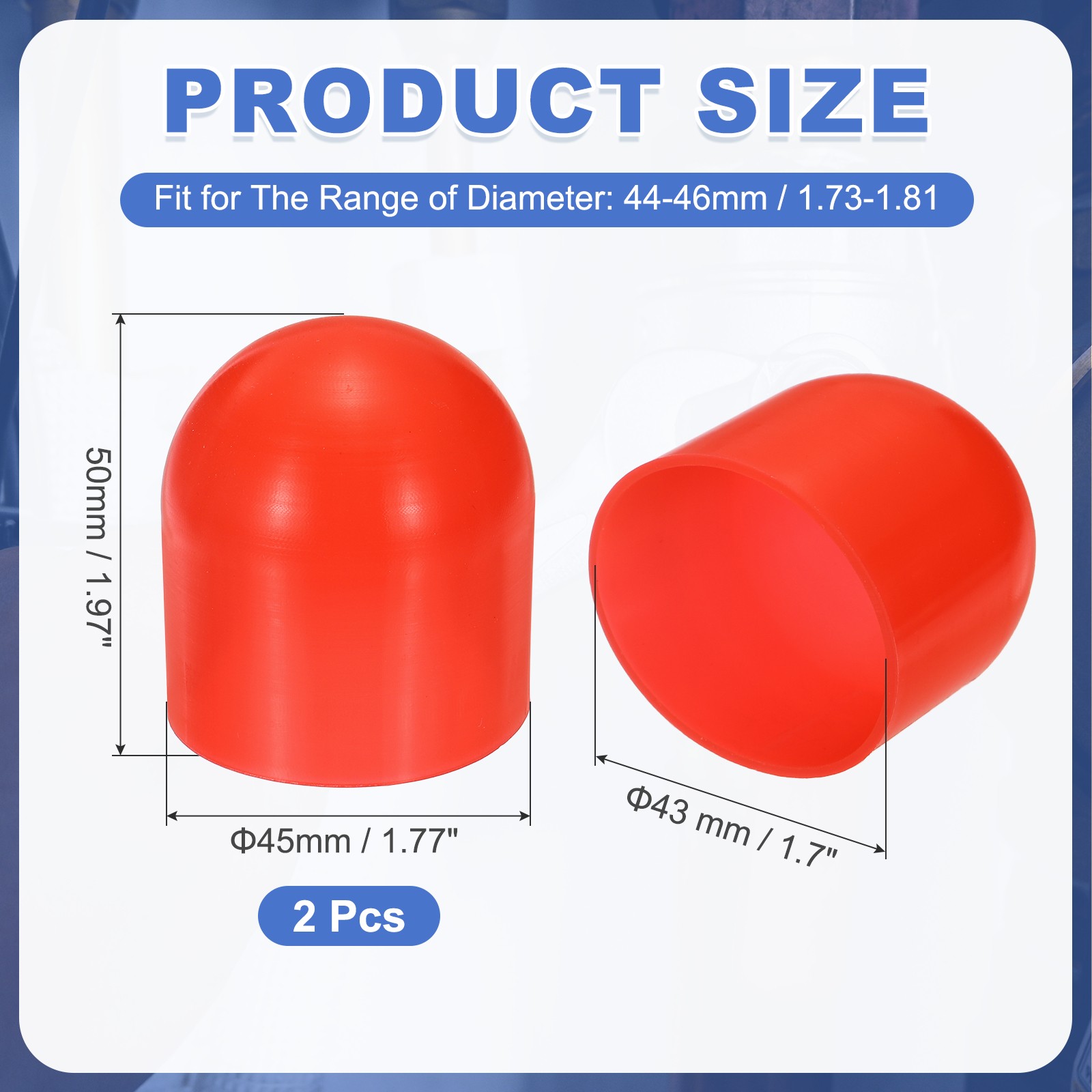2Pcs Flashlight Diffuser Cap, 43mm IDx50mm Flexible Silicone End Cap, Red