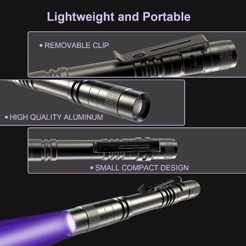 UV Pen Light 395nm Black Light Portable Ultra Violet Pocket Flashlight Mini