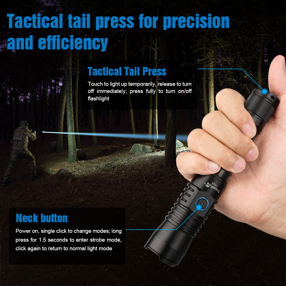 TrustFire T30R Tactical 1100Meter White Light LEP Flashlight LEP Torch 460LM US