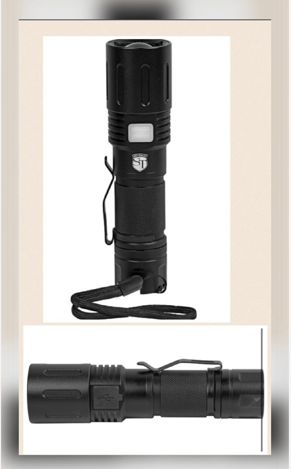 TACTICAL ZOOMABLE Power Bank Flashlight 3000 LUMEN SELF DEFENSE SOS High Beam
