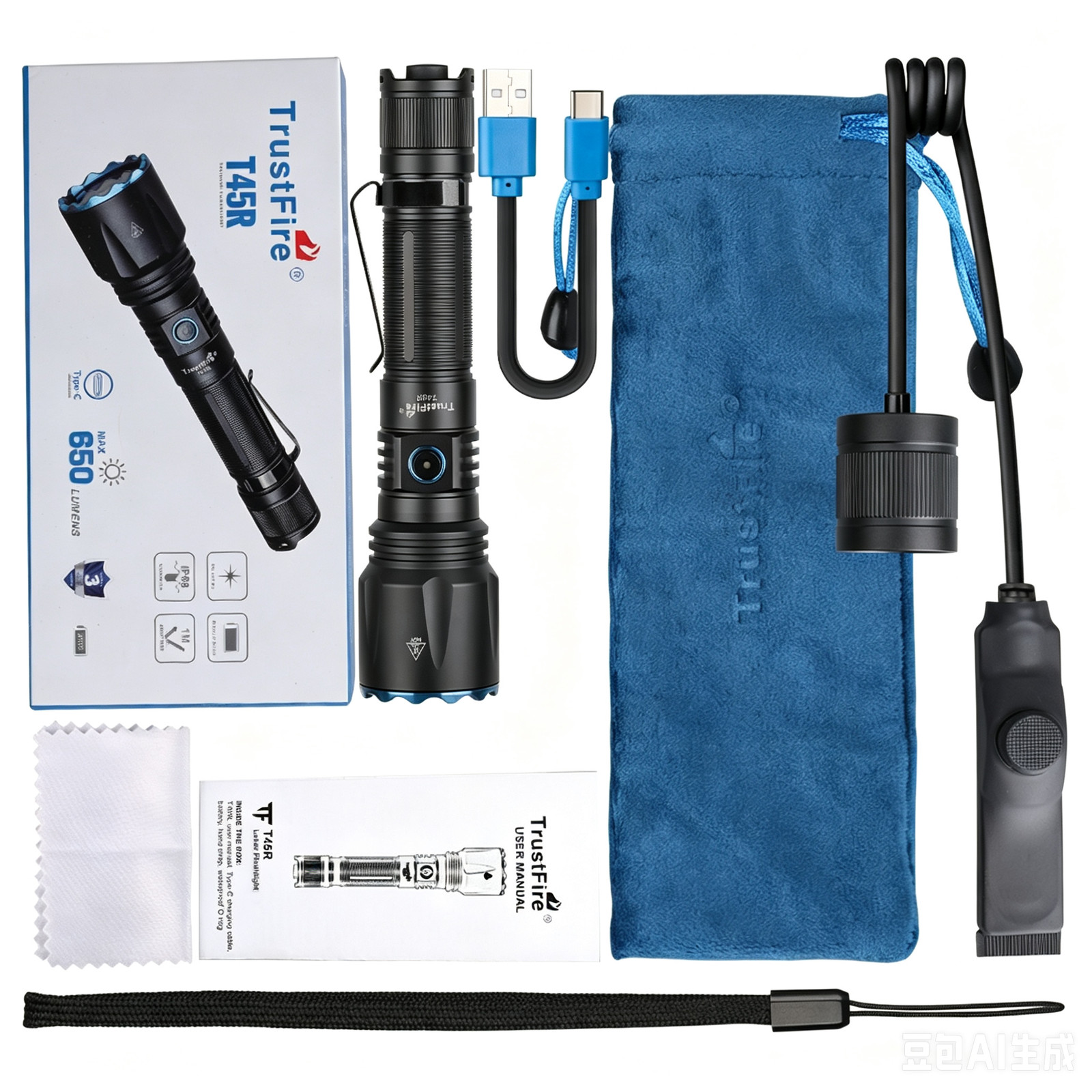 Trustfire T45R White Laser 1695Meter Range Tactical LEP Flashlight 650LM Bright