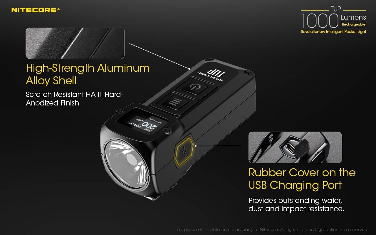 Nitecore TUP Intelligent Pocket Light 1000 LM Micro-USB EDC Keychain Flashlight