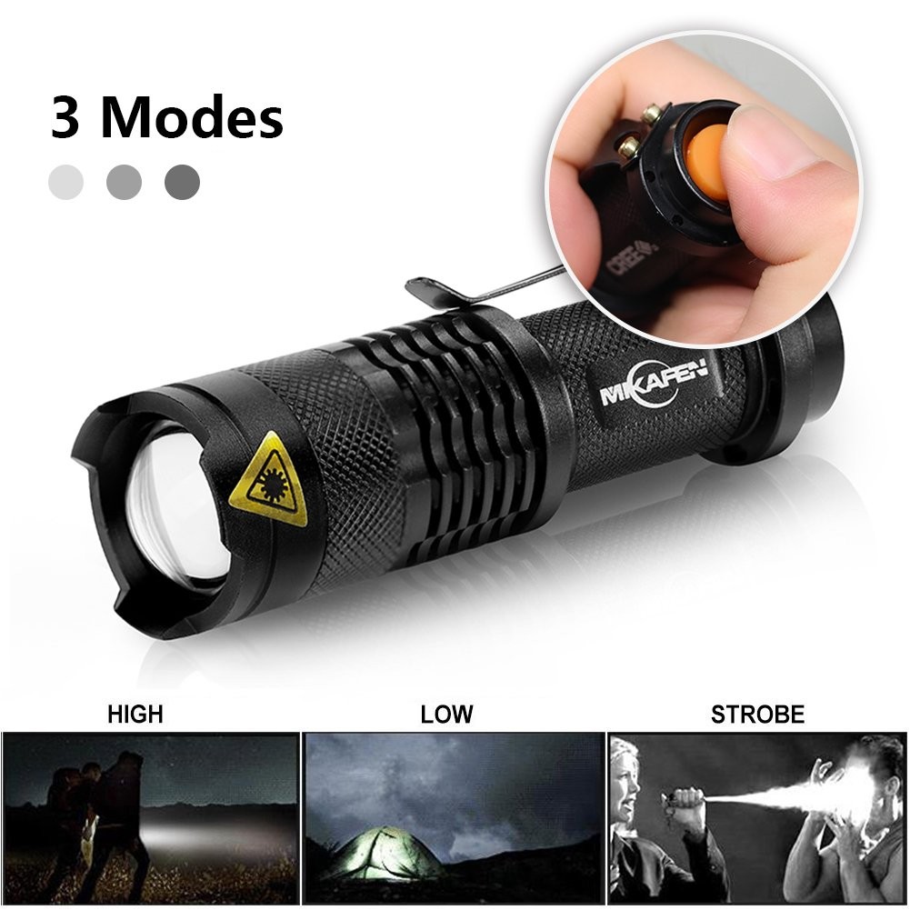 5Pack Flashlights Mini Led Flashlight 300lm 3 Modes (Light – Low Light – Stro…