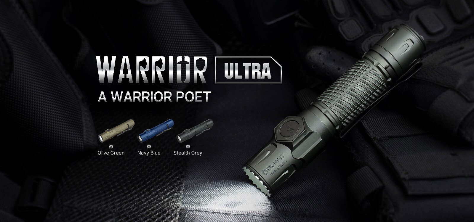 Olight Warrior Ultra 2500 Lumens Tactical Flashlight, OAL Material, 320 Meters