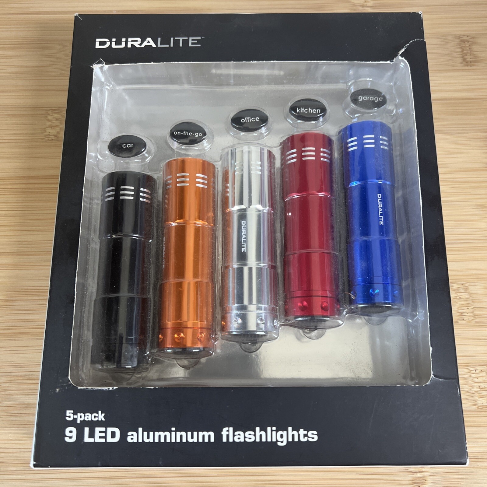 5 pack Duralite 9 LED Portable Flashlights for Car, Gym Bag, Purse NEW