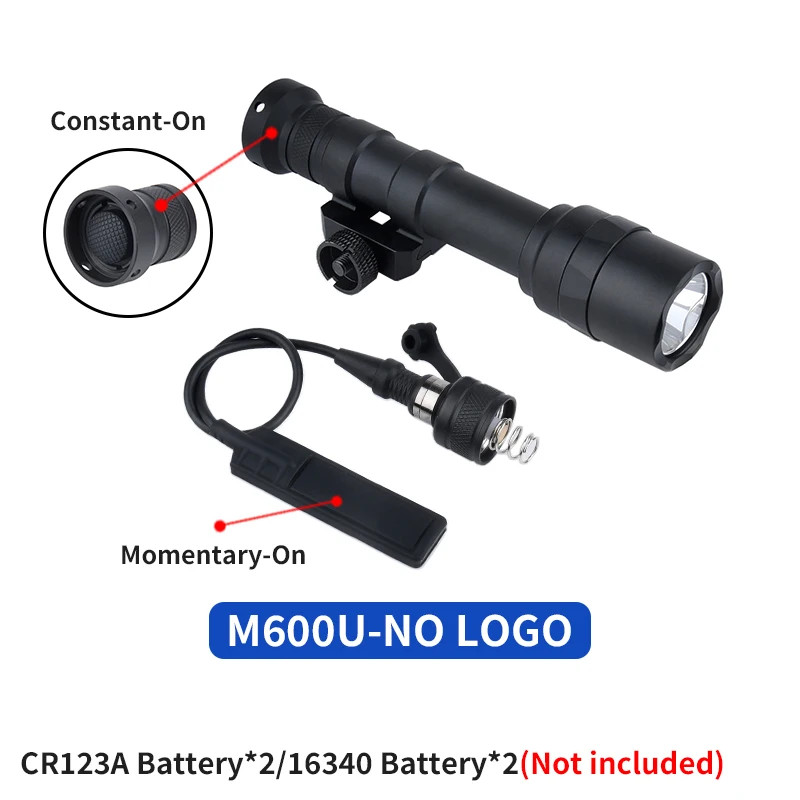 WADSN Tactical Flashlight M600 M300 Scout LED Light 20mm Rail Mount Hunting