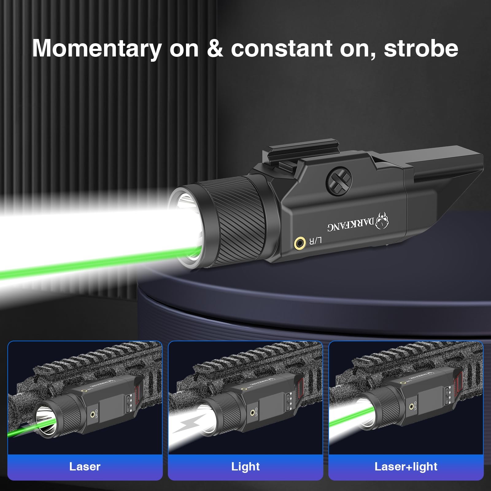 Compact Green Laser Light Combo 1500 Lumen for Shotgun/Light with Momentary/S…