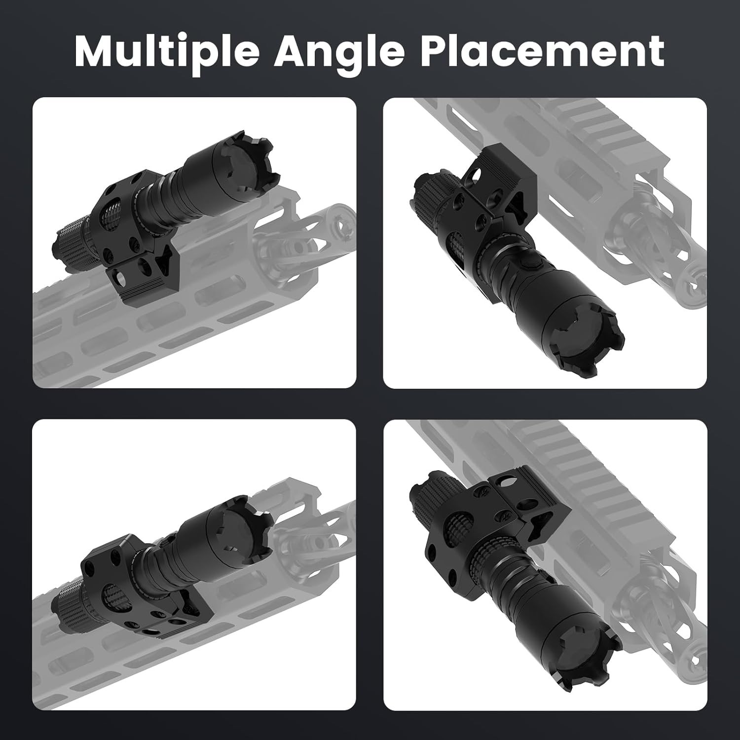 Flashlight Mount Tactical 45° M Lock 1 Inch Black Aluminum Rail Bracket System