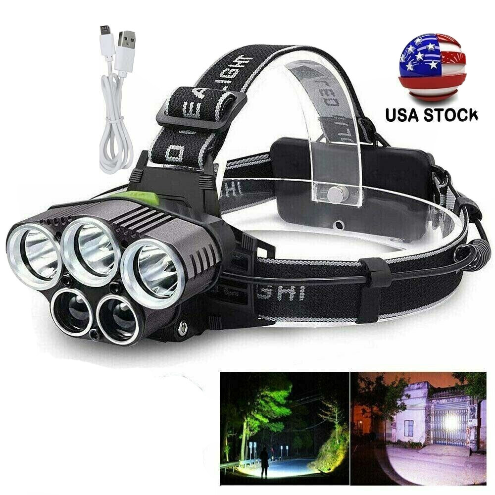5X LED Headlamp Rechargeable Head Light Flashlight Torch Lamp USA