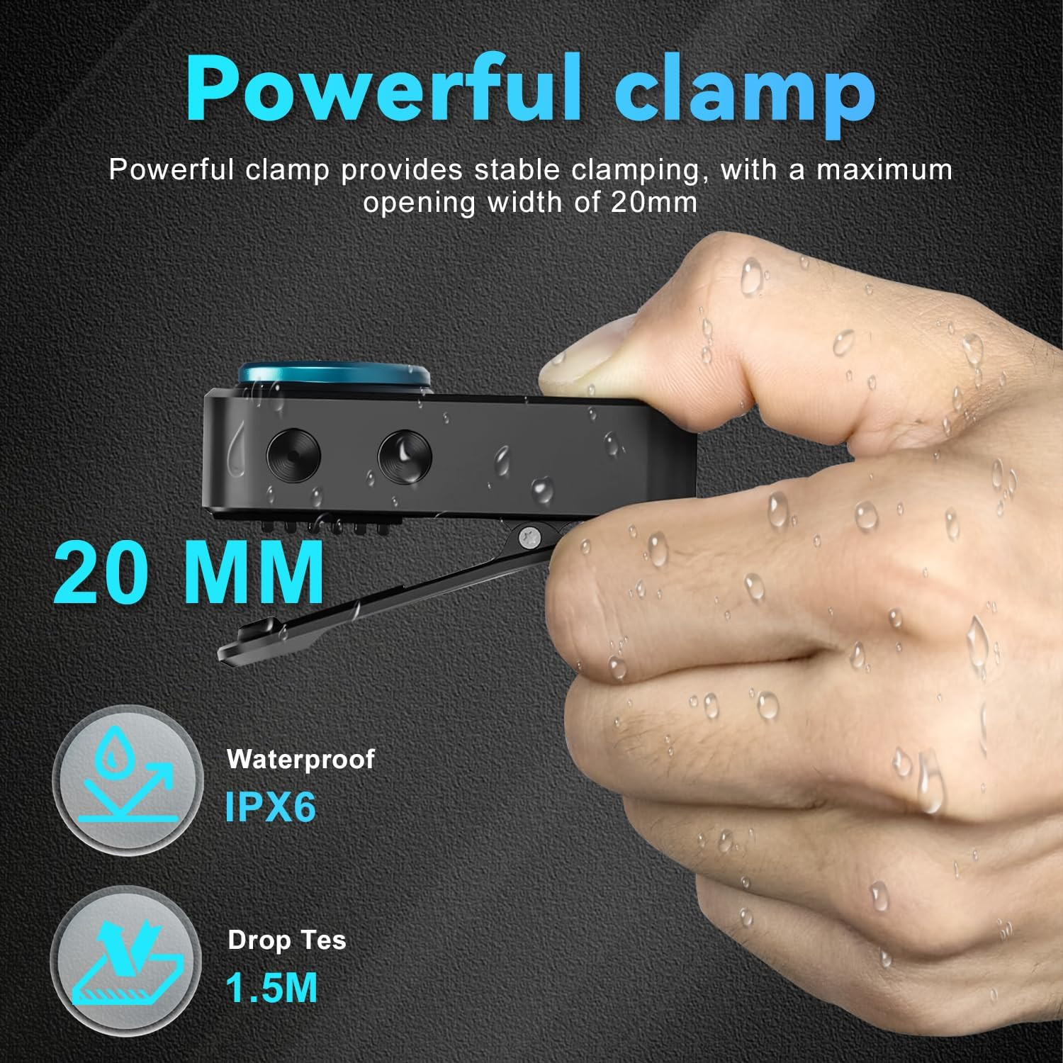 600 Lumen Rechargeable Clip-On Flashlight (Black) 4 Light Super Bright Pocket