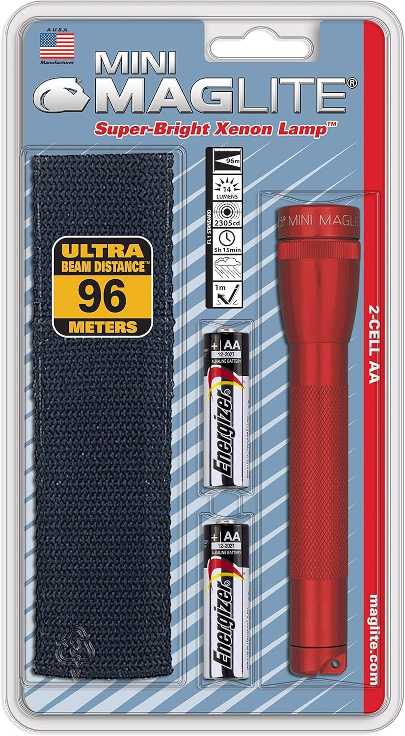 Mini Incandescent Flashlight Compact Water-Resistant Twist On/Off 2-Cell AA Ba