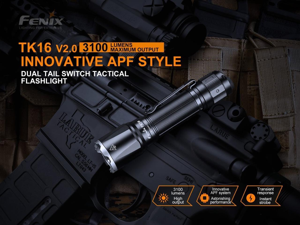 Fenix TK16 V2 3100 Lumen LED Tactical Flashlight, USB Rechargeable ARB-L21-5000U