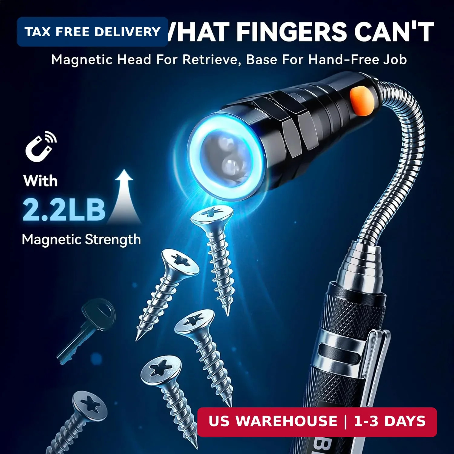 VIBELITE Extendable Magnetic Flashlight with Telescoping Magnet Pickup Tool-Fath