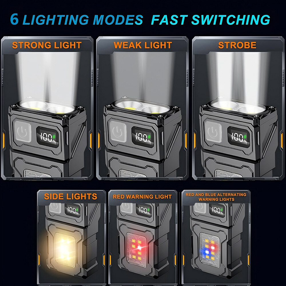 Mini USB Rechargeable LED Flashlight COB Work Lamp Torch Portable Keychain Light