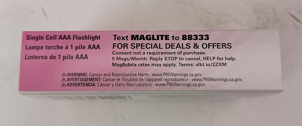 Maglite Flashlight LED Solitaire 1-Cell AAA Pink with Presentation Gift Box NBCF