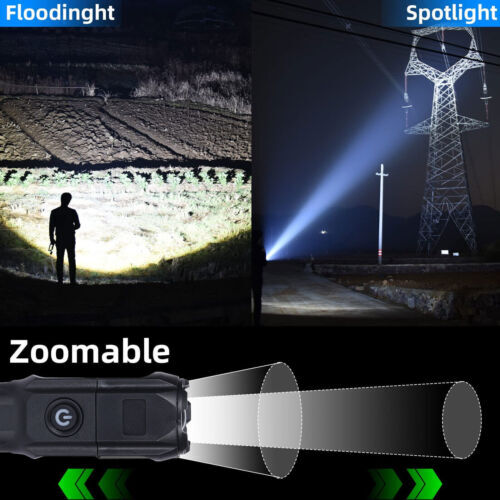 Rechargeable 990000LM LED Flashlight Tactical Police Super Bright Torch Zoomable