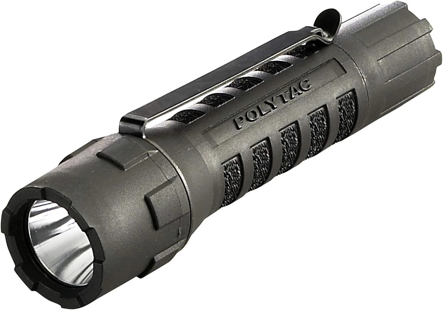 PolyTac LED Tactical Flashlight Black 600 Lumens Waterproof Batteries