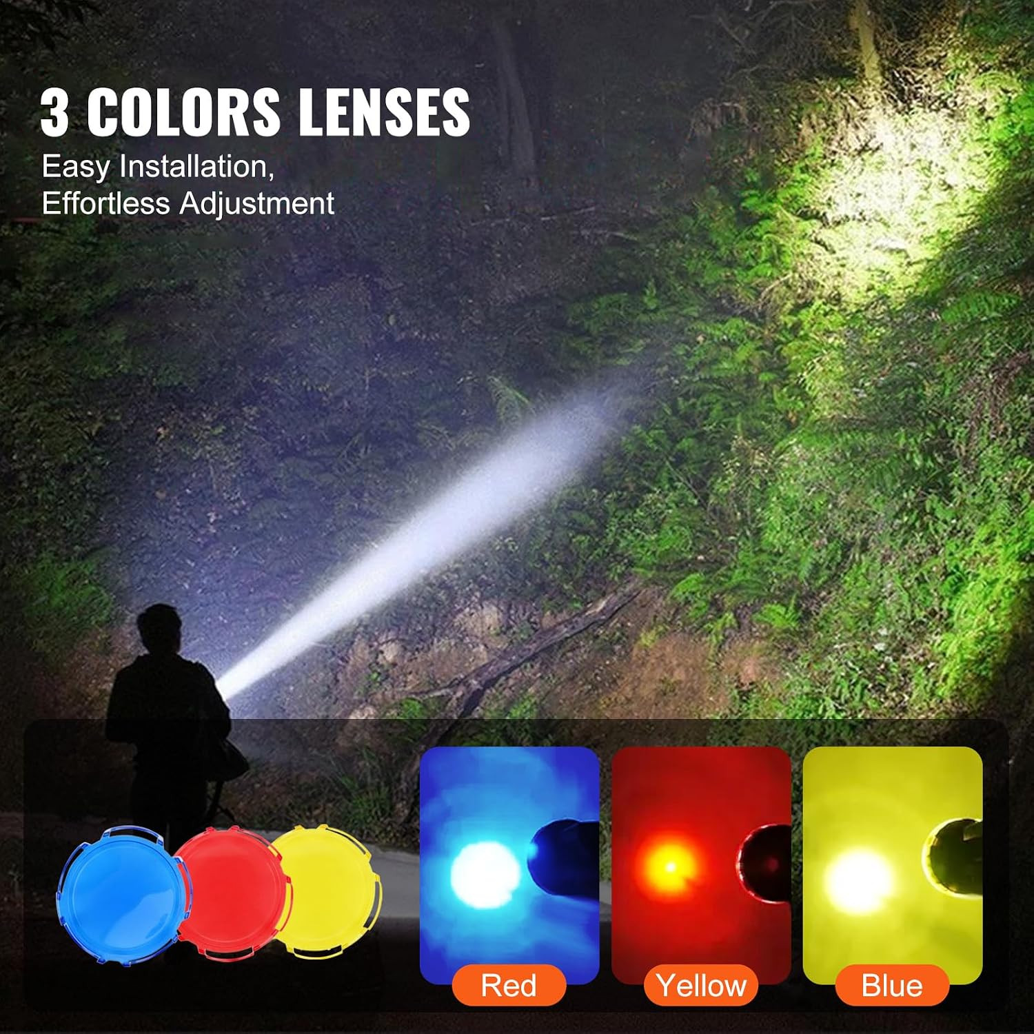 Rechargeable Spotlight Flashlight, 200,000 Lumens, IP67 Waterproof Handheld LED