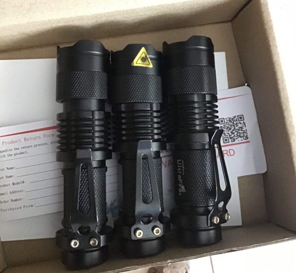 ULTRAFIRE 3 Pack Mini Flashlights Focus Adjustable SK68 Single Mode Tactical LED