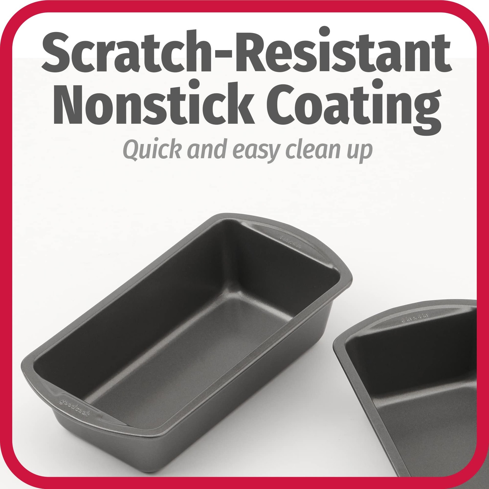 GoodCook Nonstick Loaf Pan 8 x 4-Inch Heavy-Duty 8 x (Set of 2), Gray