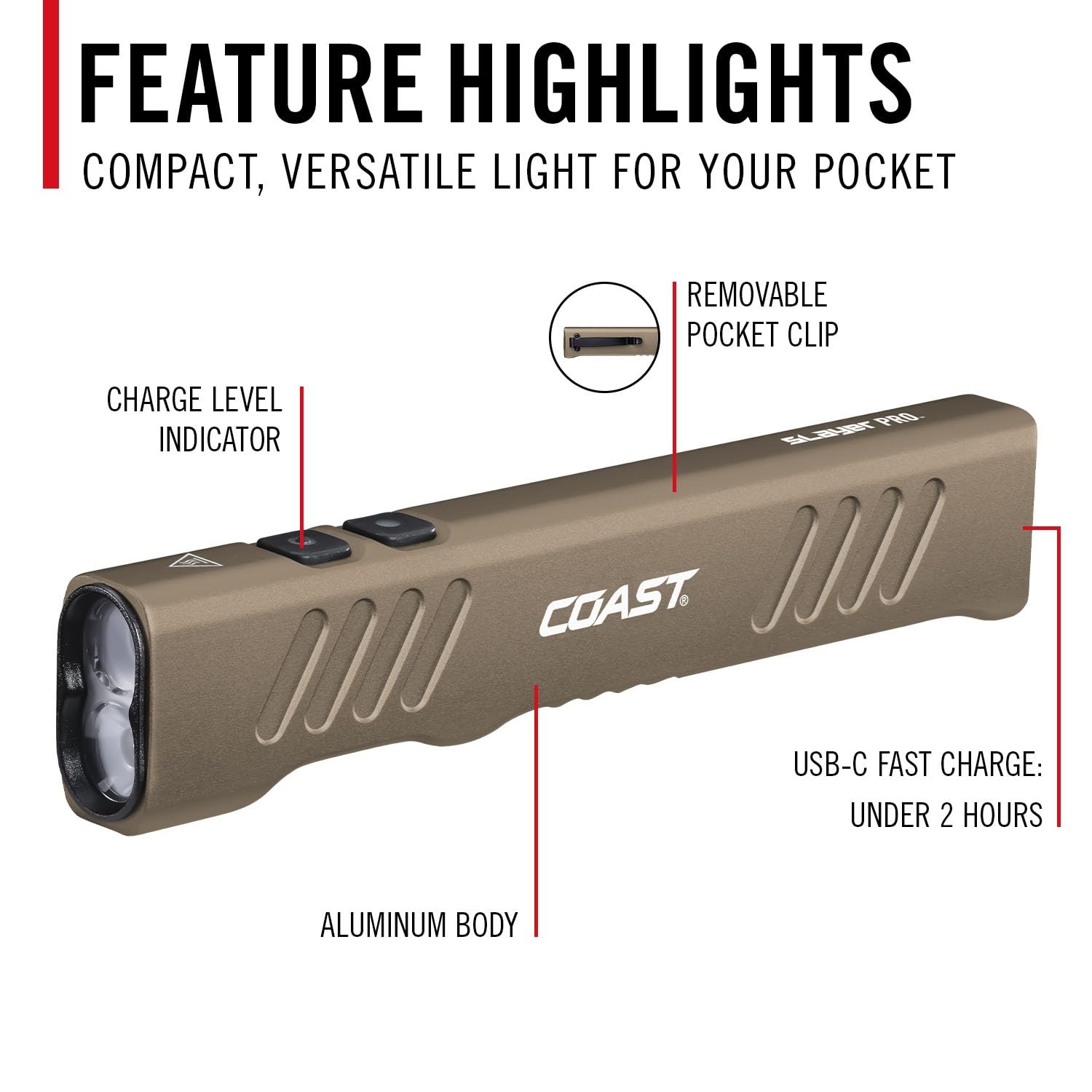 Coast Slayer Rechargeable Flashlight Dual Optic Waterproof Ip67 1150 Lumens