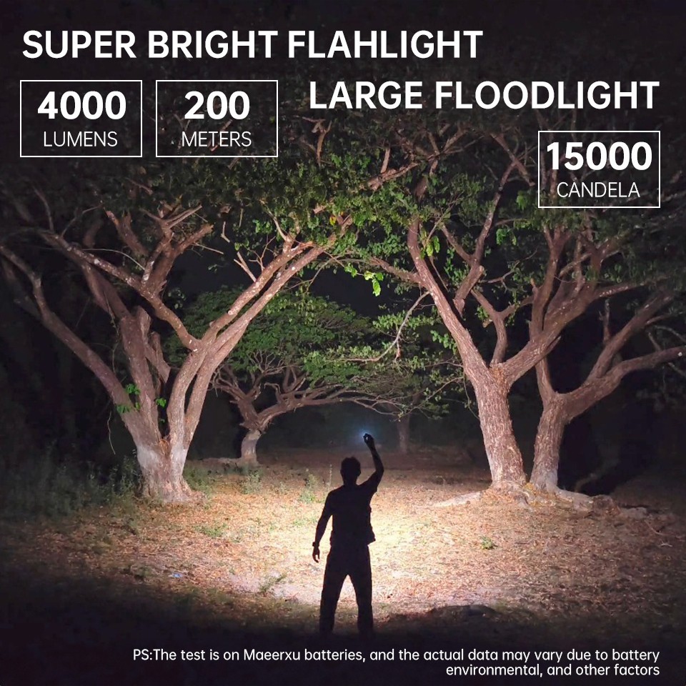 Maeerxu Brass Compact Flashlight DF01 18650 Li-ion Battery 4000 Lumens Super Bri