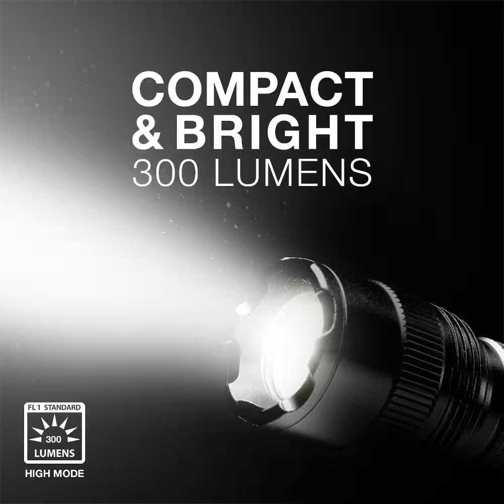 TAC 300 LED Tactical Metal Flashlight, 300 Lumens