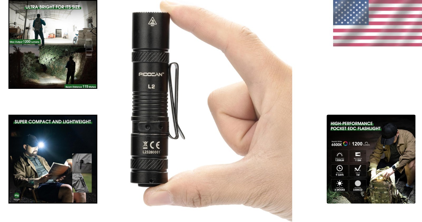 Rechargeable 1200 Lumens EDC Flashlight – Compact & Waterproof for Adventures
