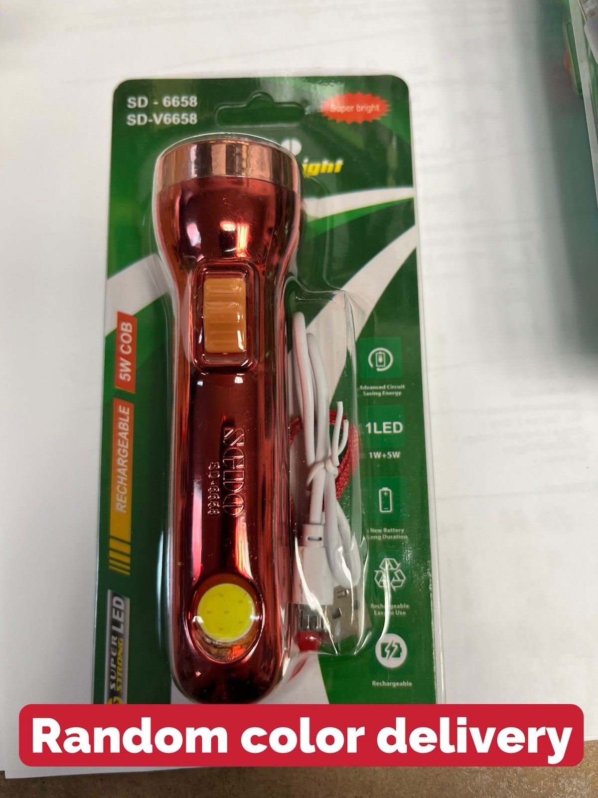 (2pcs) Portable SD-6658 LED Flashlight Torch USB Rechargeable Camping Emergency