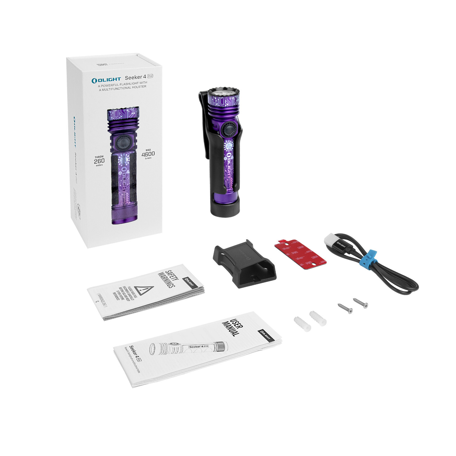 Olight Seeker 4 Pro Cyber Violet & Oclip Pro Purple & I3E 18th Anniversary Editi