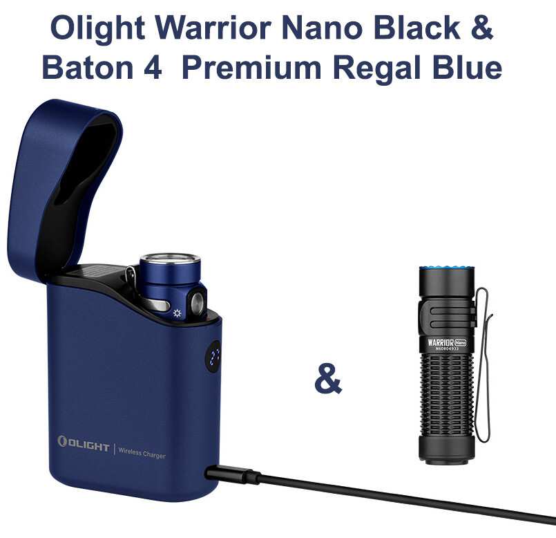 Olight Baton 4 Regal Blue Premium Rechargeable Flashlight & Warrior Nano Black
