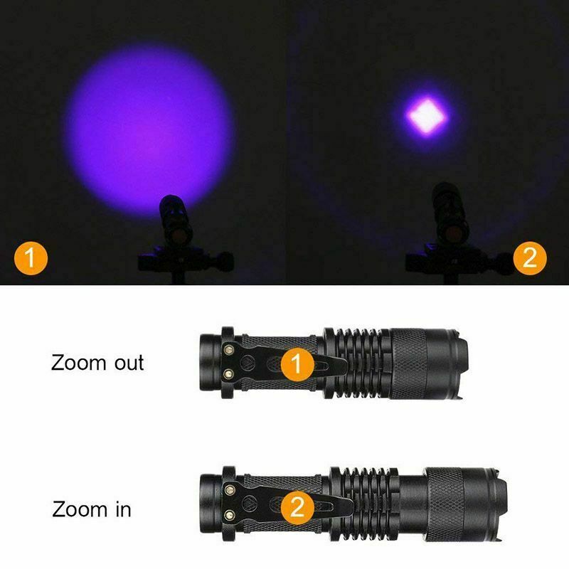 Black Light UV Flashlight – 395nm – Detects Stains & Urine – Zoomable Feature