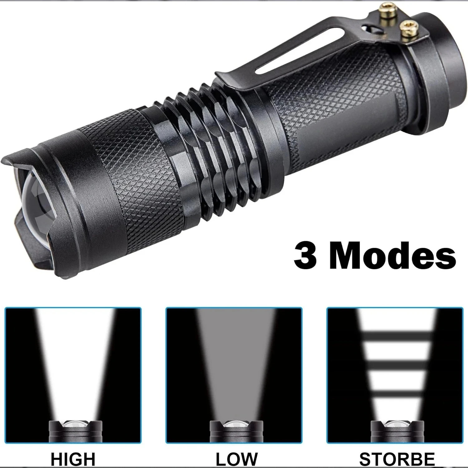 Waterproof Tactical Flashlights Portable LED Camping Lamps 3-Mode Handheld Power