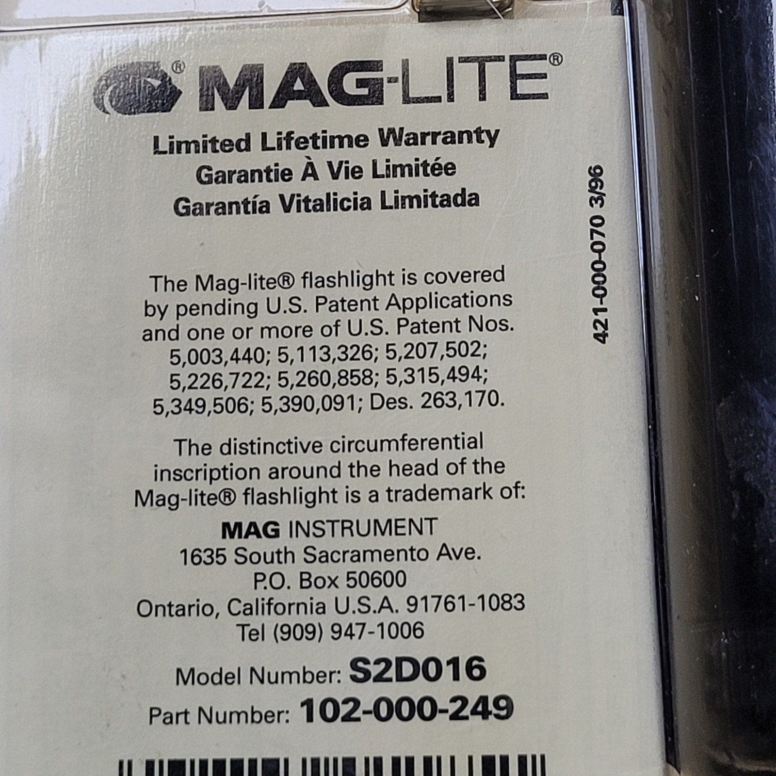 Vintage Mag-Lite 2D Cell NOS Made In USA