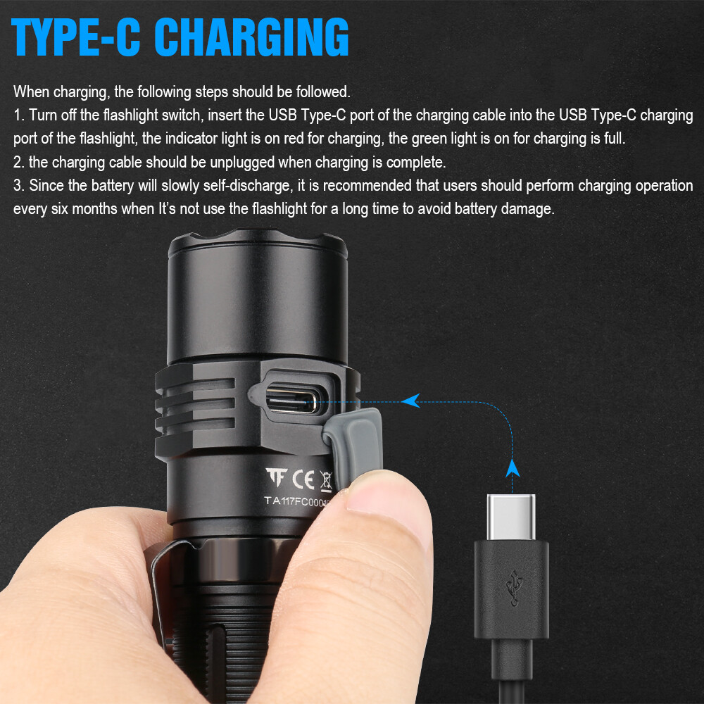 TrustFire T21R LED Flashlight – 5 Modes, 2600 Lumens, Tactical Charging Torch US