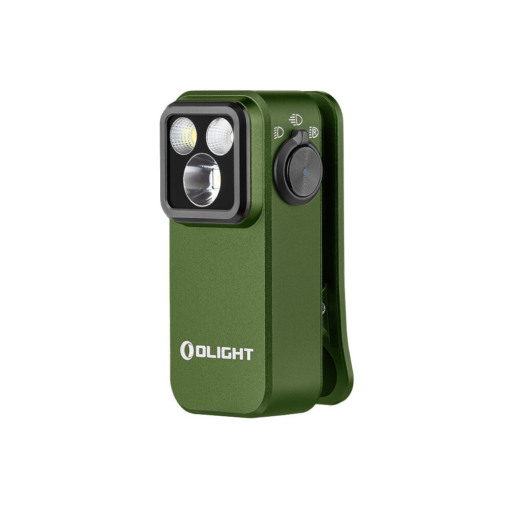 Olight Oclip Pro 500 Lumen Clip on Flashlight, Flood Spot/Red Light, OD Green