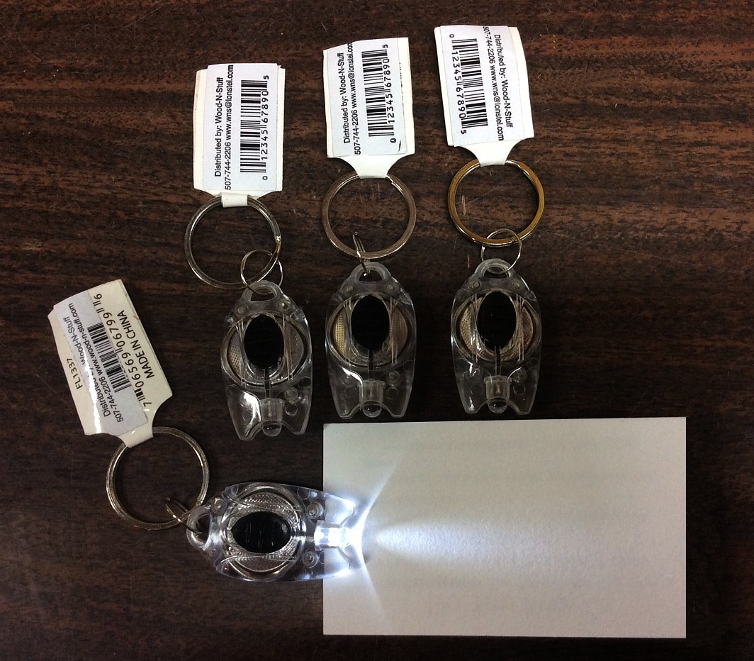 Mini Flash lights Key Ring (4) with Batteries ~ Brand New!