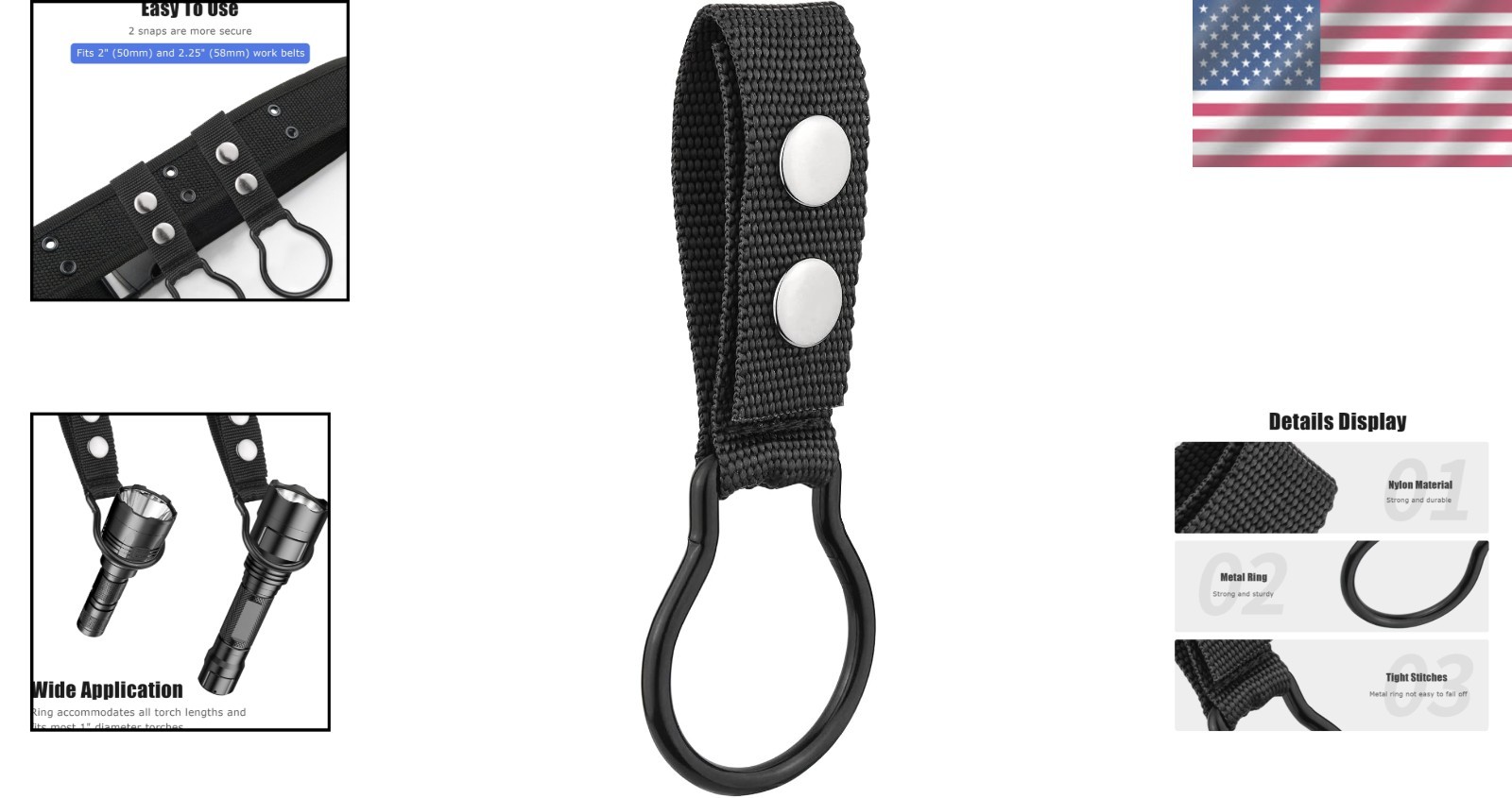 Portable Clip-On Nylon Flashlight Holder for Duty Belt – Secure and Reliable