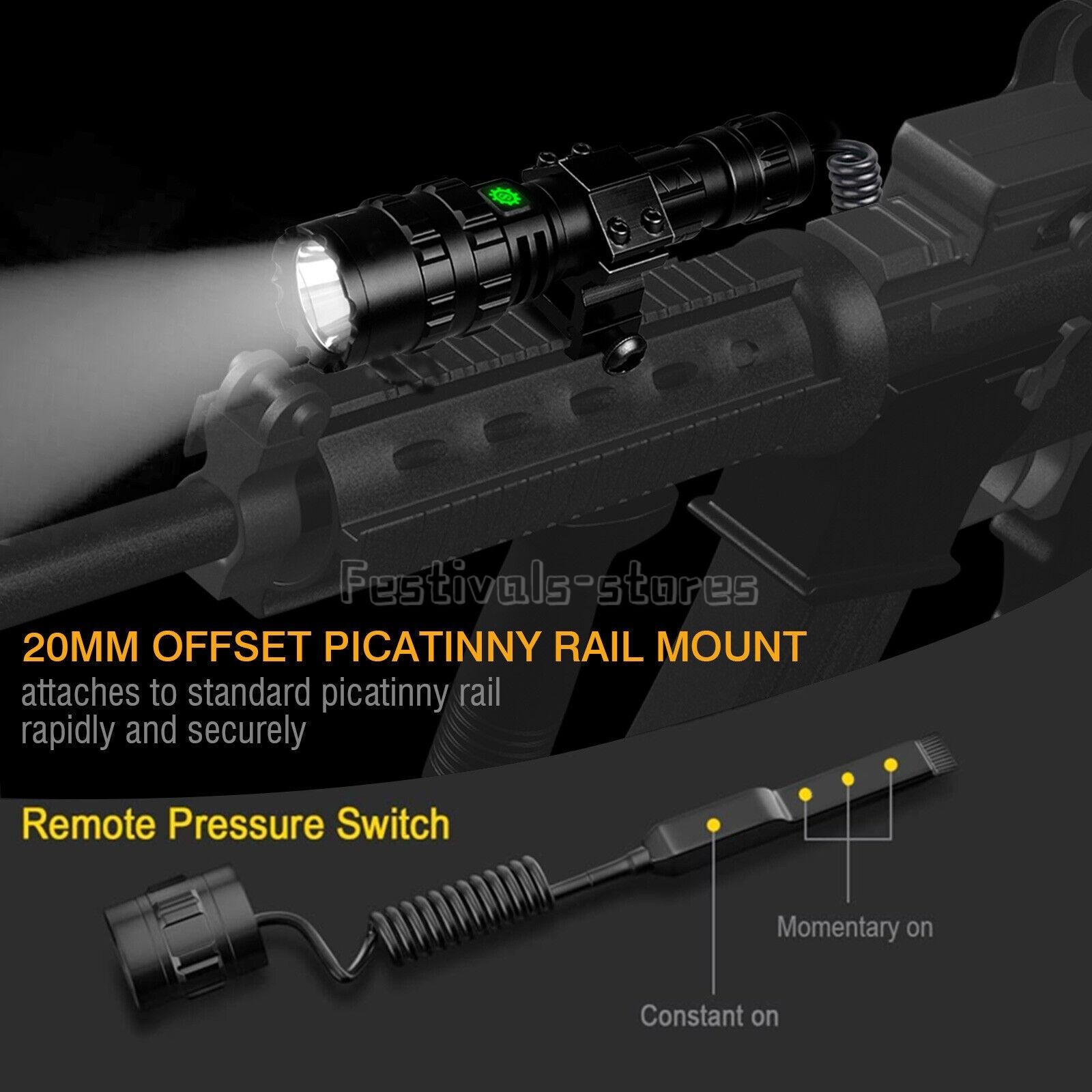 900000 Lumens Tactical Gun Flashlight Picatinny Rail Mount for Hunting Shooting
