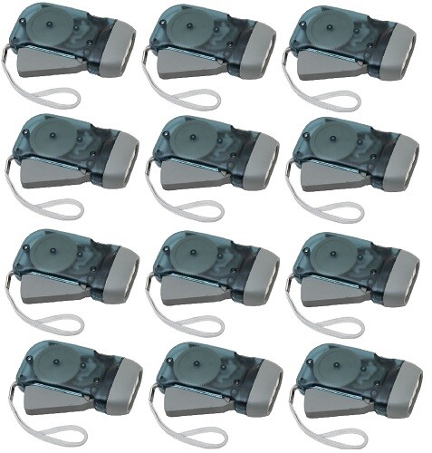 (12) Dynamo 3 LED Flashlights Built-in Squeeze Recharging Survival Emergency