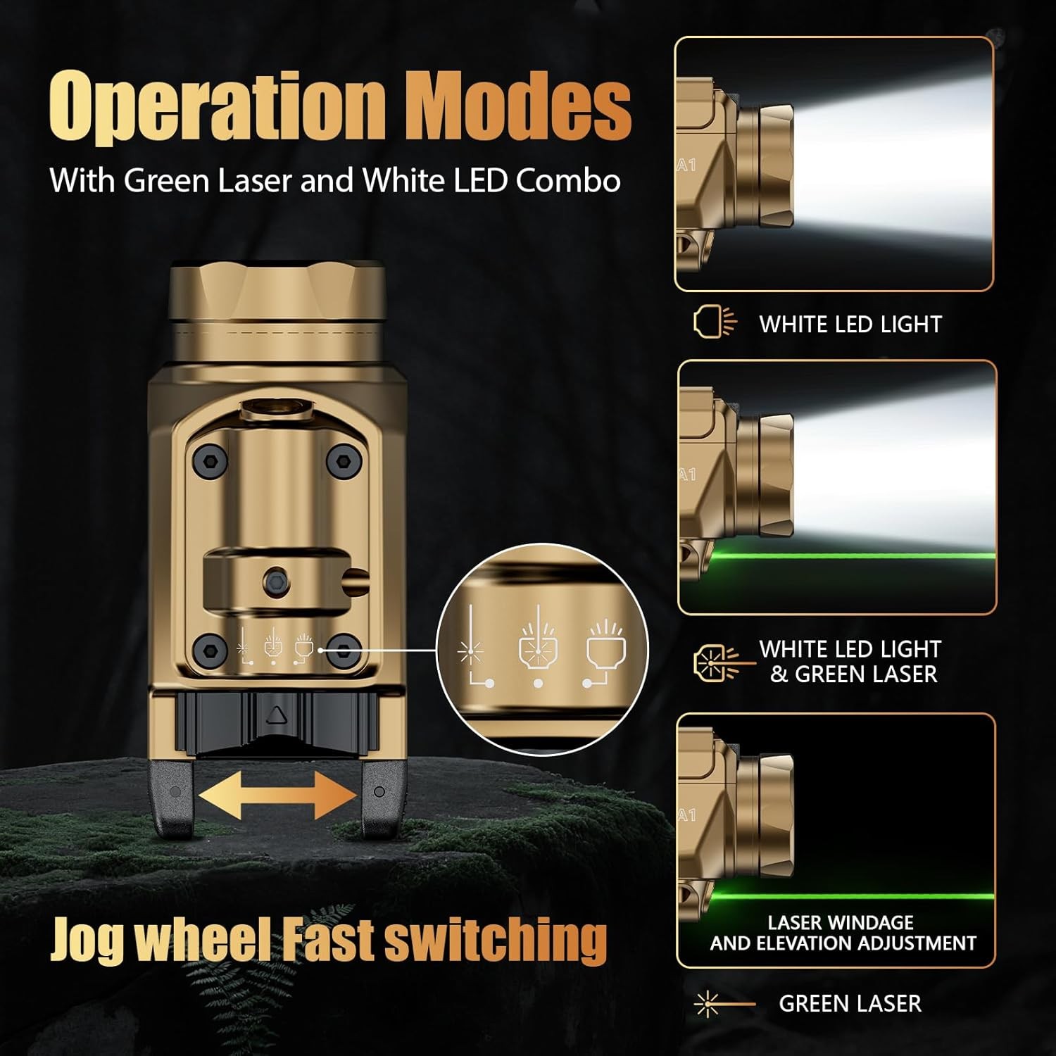 Universal Weaponlight,Green Lase &White LED Combo Tactical Light,Rechargeable