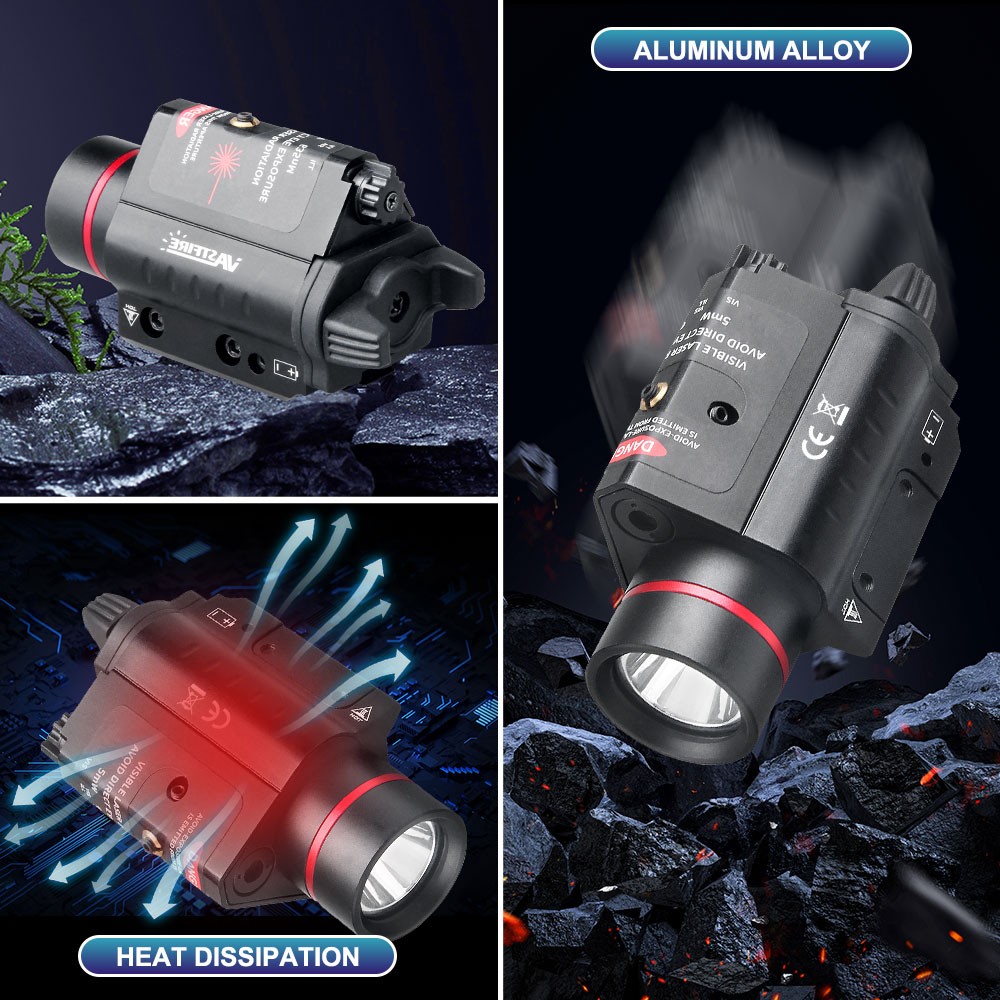Adjustable Red Laser Sight & LED Flashlight Light Hunting 20mm Picatinny Rail US
