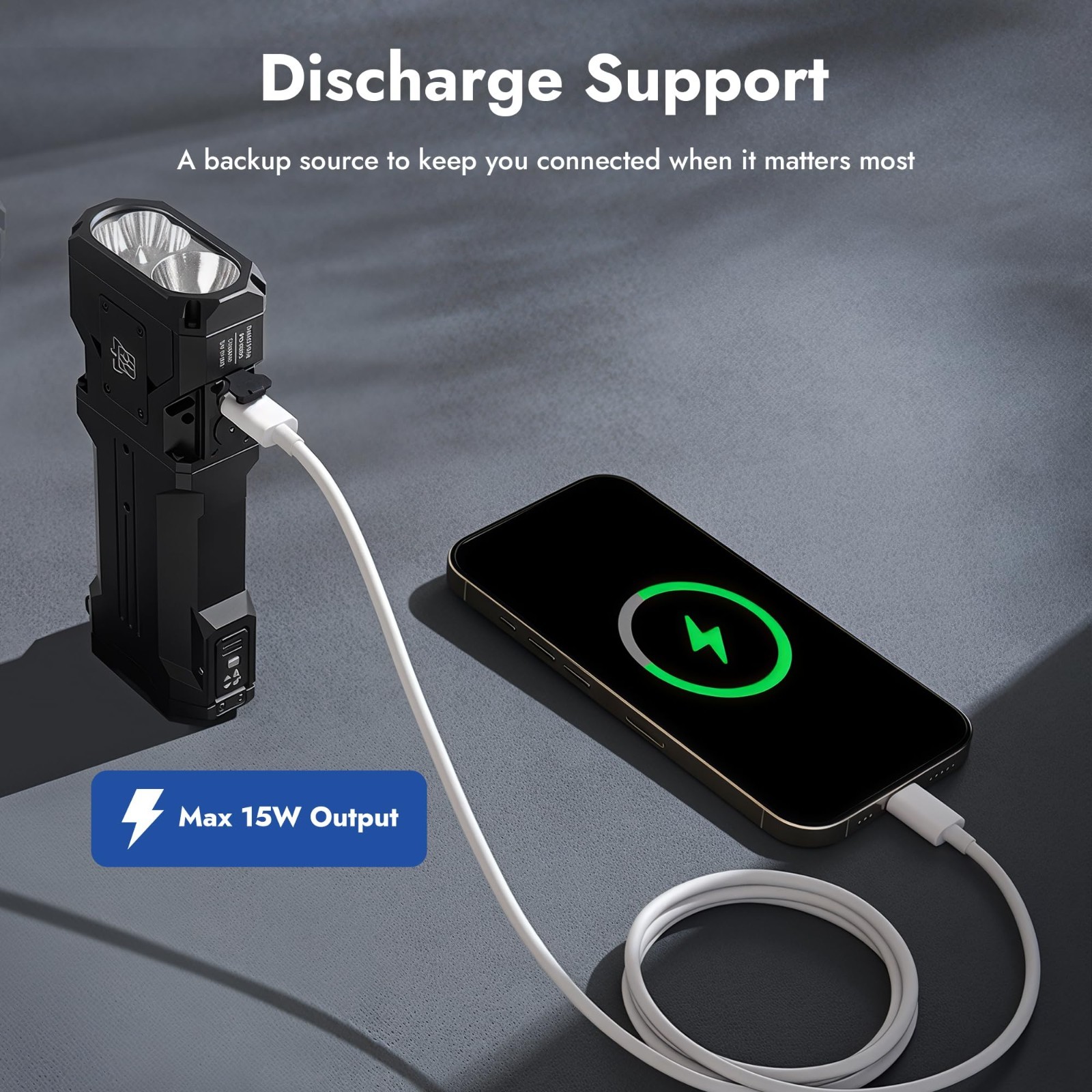 High Lumens Rechargeable Flashlight 12300 Lumen, EDC Portable Light, IP65, Strob