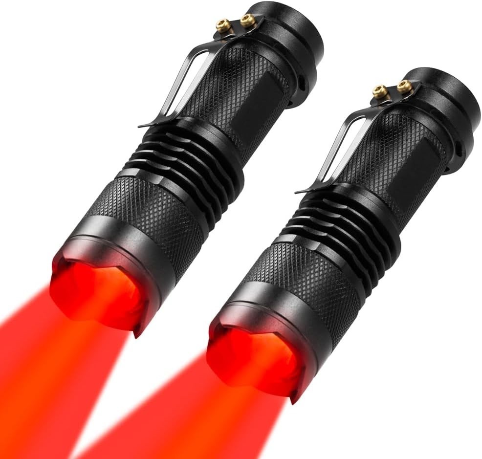 WAYLLSHINE 2 Pack Red Light Flashlight Single Mode Red LED Flashlight One Mode