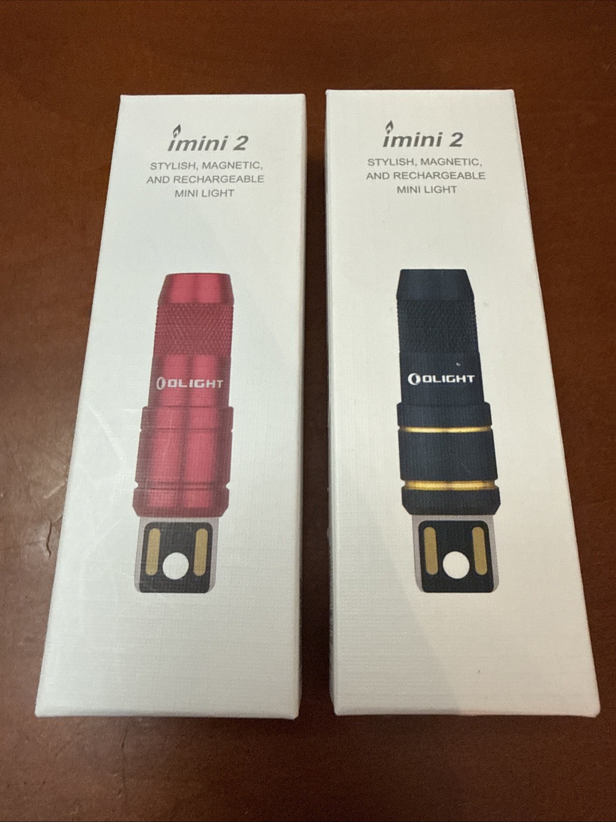 OLIGHT iMINI2 RECHARGE KEYCHAIN FLASHLIGHT COMBO PASSIONATE RED + DREAM BLUE