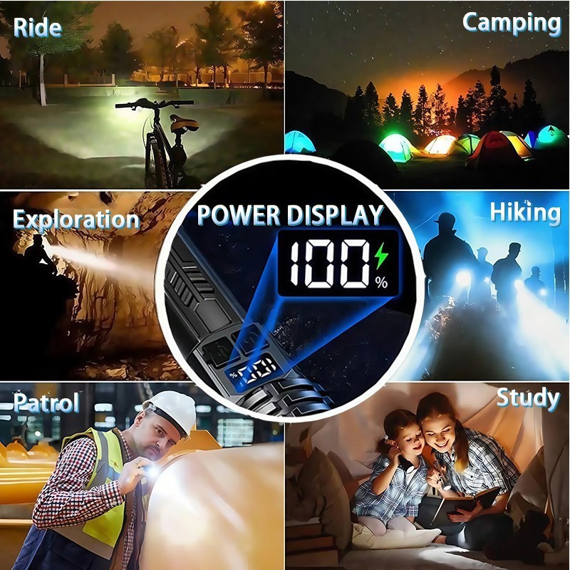 1PC Super Bright LED Flashlight Rechargeable Tactical LED Work Light 99000 Lumen