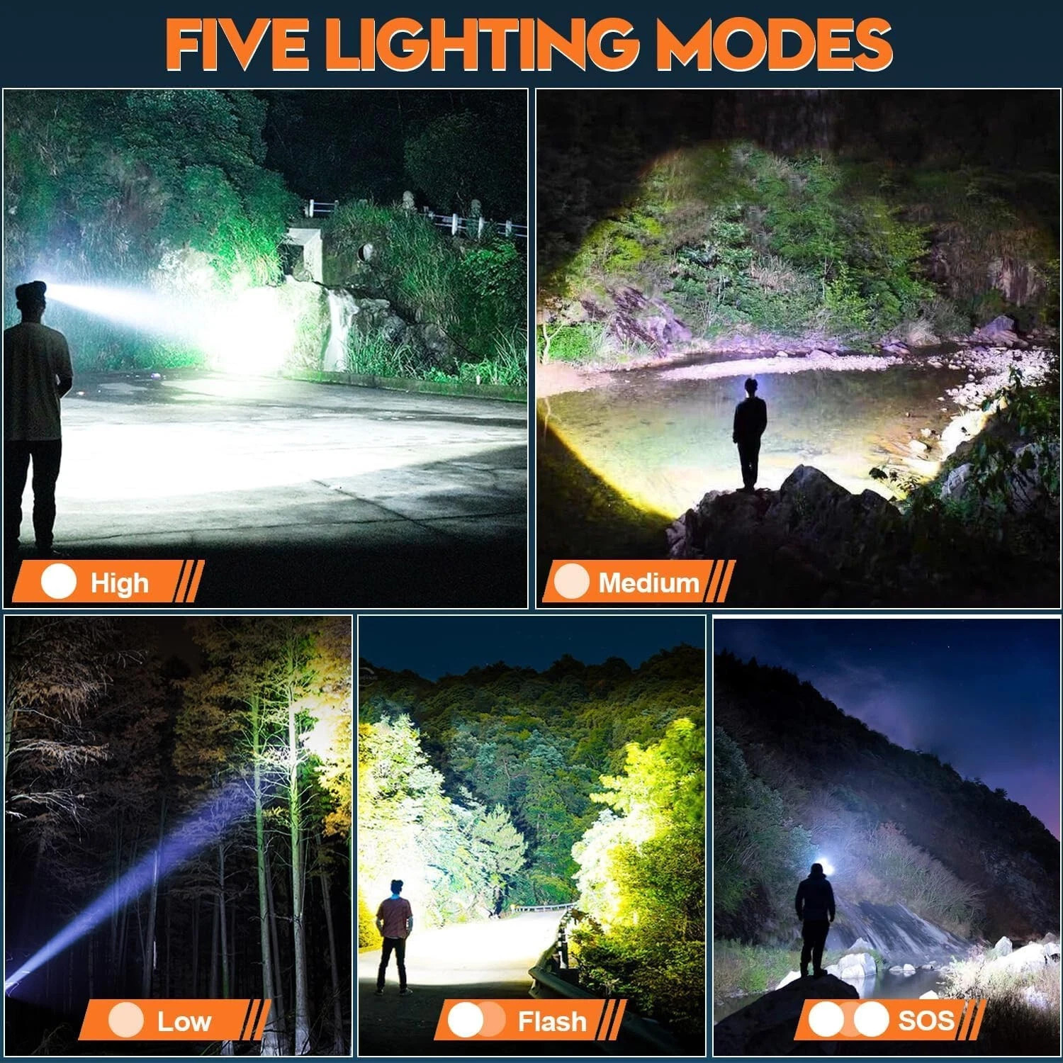 4PCS LED Headlamp Rechargeable Headlight Head Torch Outdoor Waterproof 100000LM